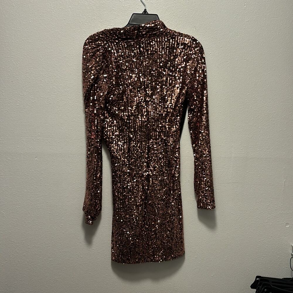 Badgley Mischka Sequin Mini Dress in Bronze - Picture 4 of 4